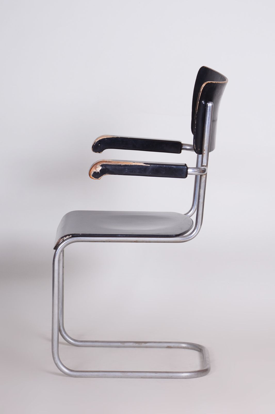 photo furniture Black Vichr A Spol Chair With Armrests Made In 1930s Czechia