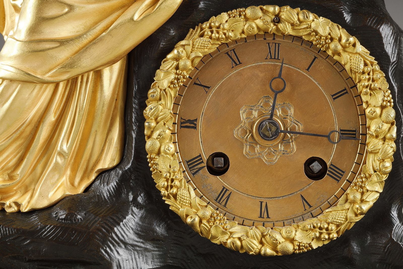 photo buy Restoration Period Clock In Gilt Bronze With A Young Woman