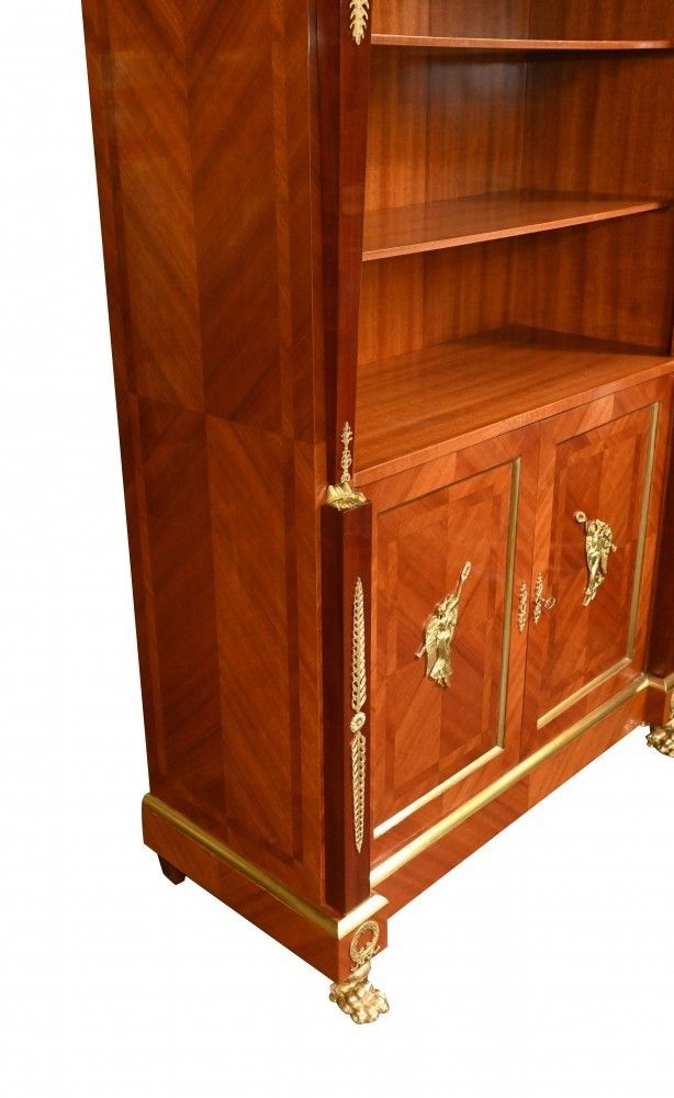photo buy French Empire Bookcase Walnut Open Front Cabinet