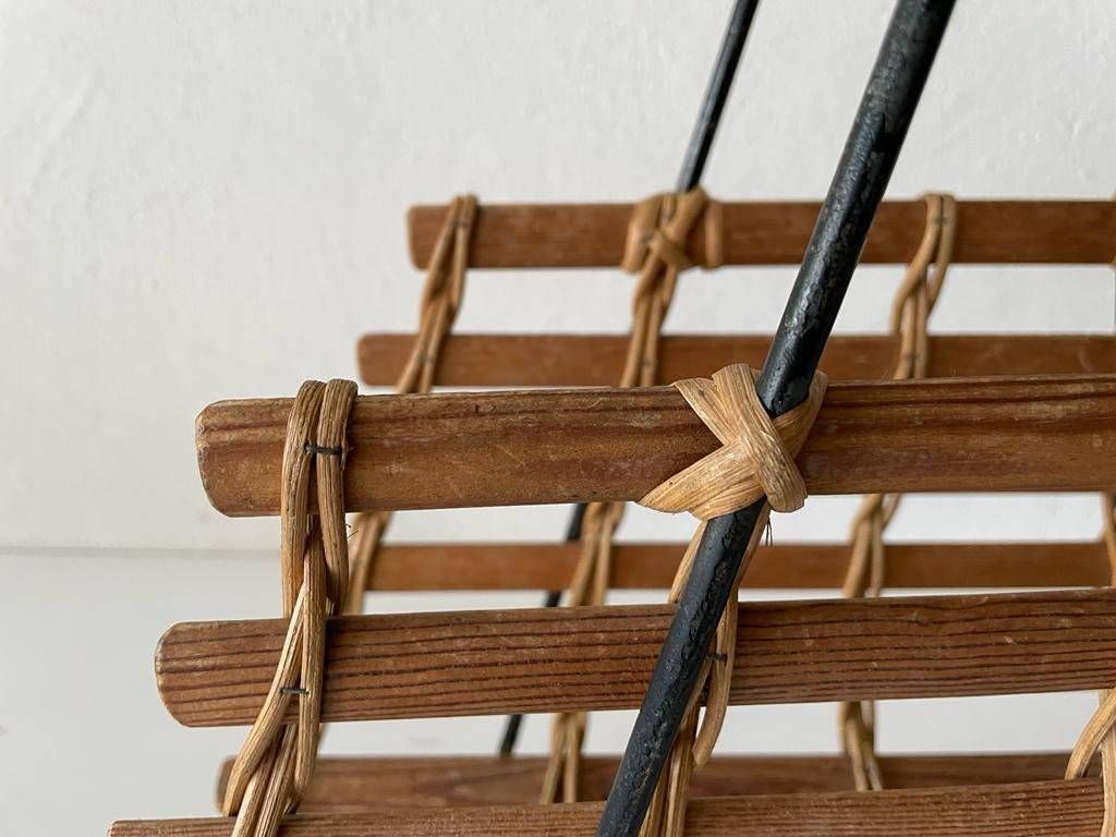 Mid Century Modern Wicker And Wood Magazine Stand, 1960s photo buy