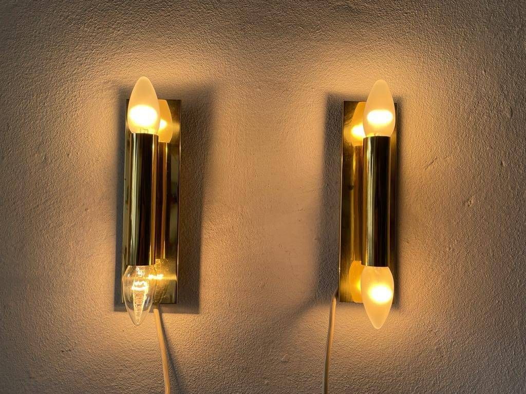 Modernist Black Square Metal And Glass Pair Of Sconces By Ssr, 1970s, Germany photo for sale