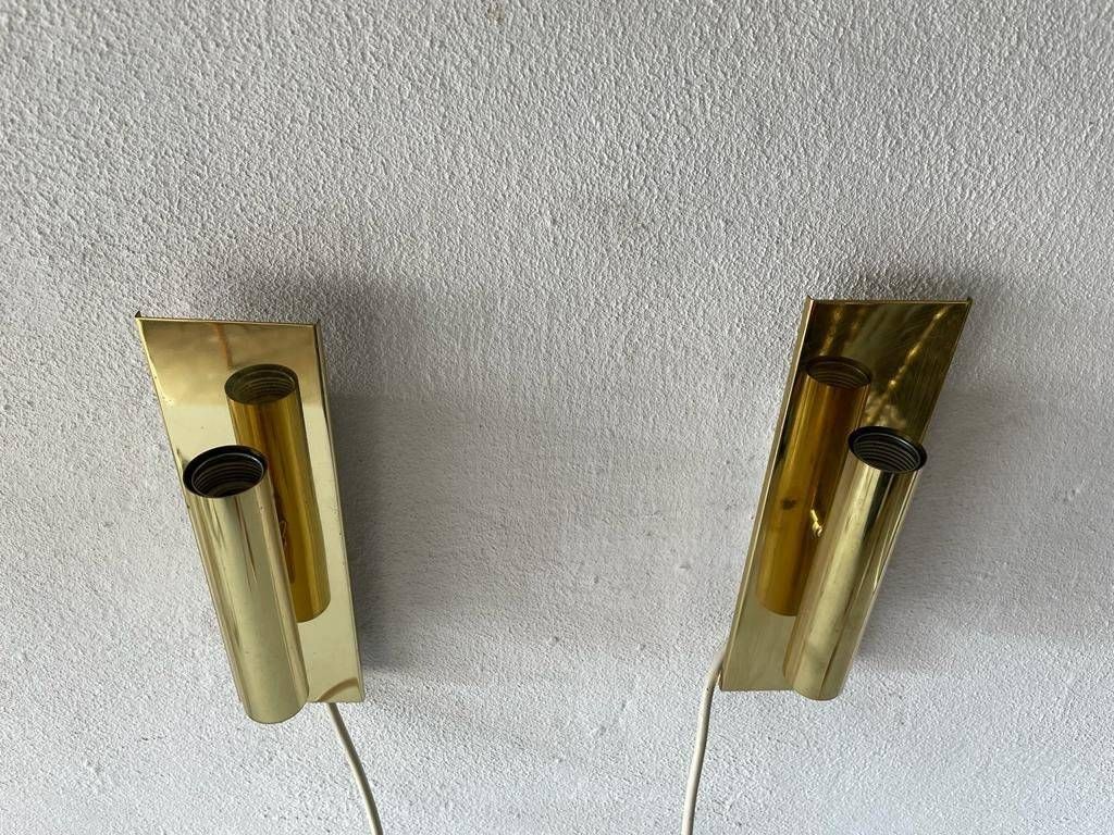 Modernist Black Square Metal And Glass Pair Of Sconces By Ssr, 1970s, Germany photo vinterior