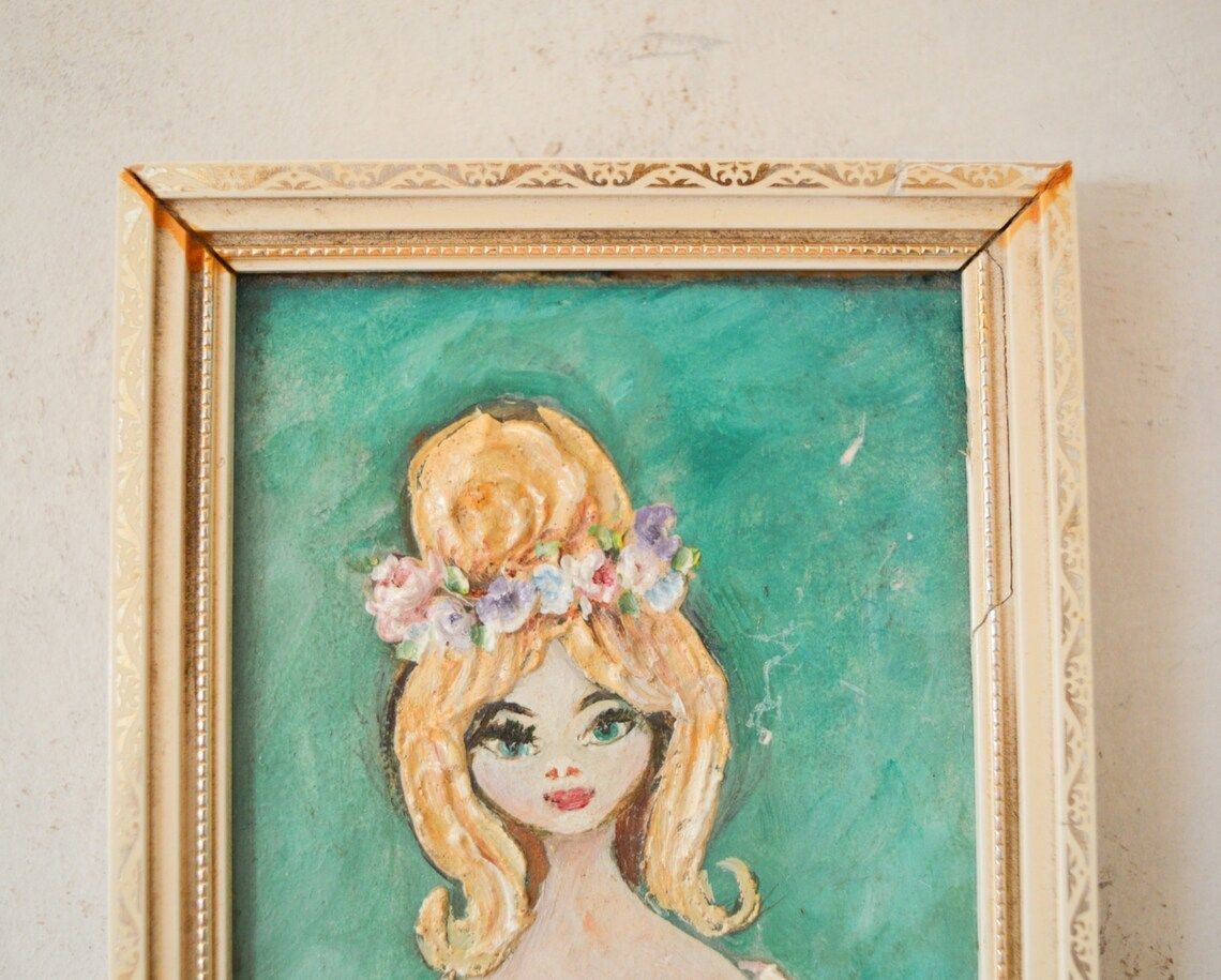 Pair Of Early 19th Century Oil Paintings, Framed Twin Ladies In Pink & Green Evening Dresses Holding Flower Bougets, Signed By Artist Miller photo for sale