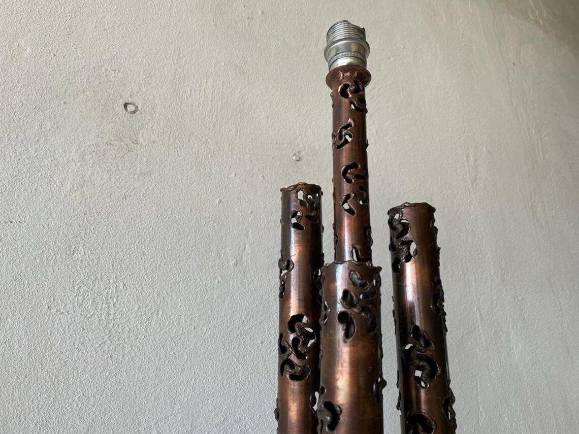 photo for sale Italian Rare 4 Tubes Brutalist Design Heavy Table Lamp, 1960s, Italy