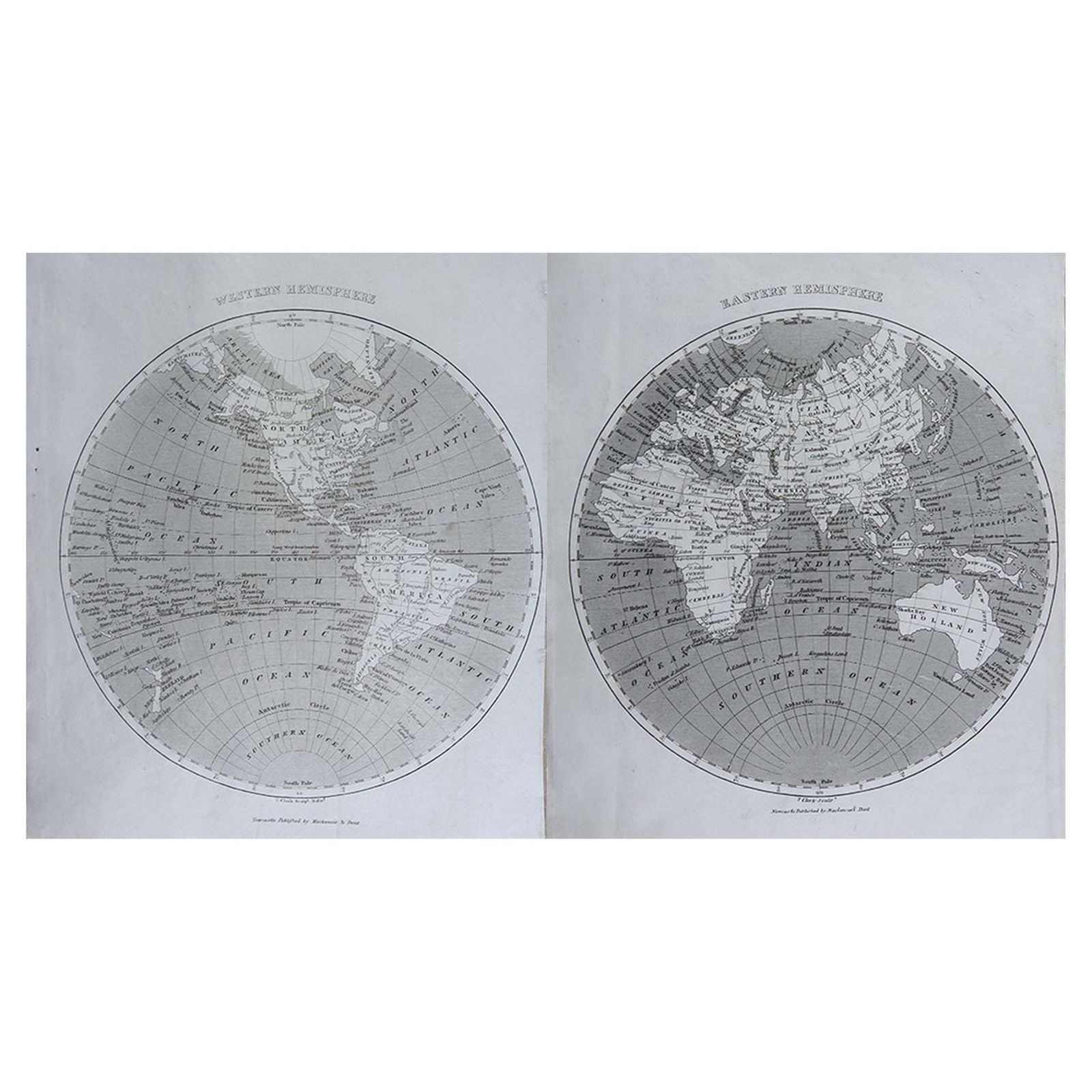 Original Antique Map Of The World By Thomas Clerk, 1817