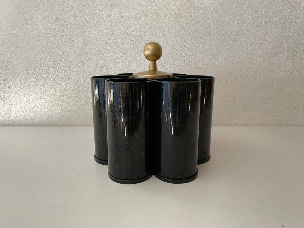 Black Plastic 6 Slot Pop Art Bottle Stand, 1970s photo furniture