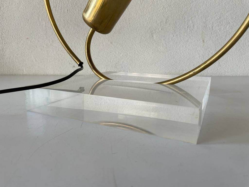 Italian Brass & Lucite Trumpet Design Table Lamp, 1960s, Italy photo buy