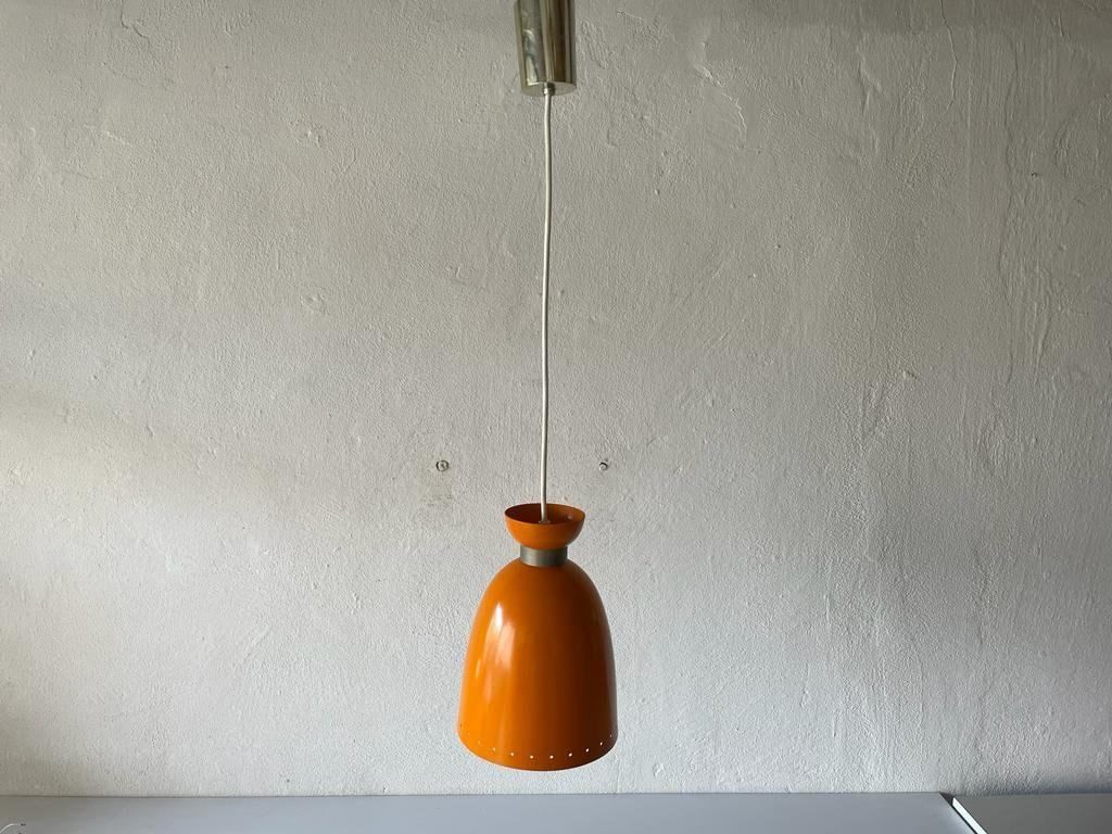 Mid Century Orange Metal Pendant Lamp By Hillebrand, 1950s, Germany photo furniture