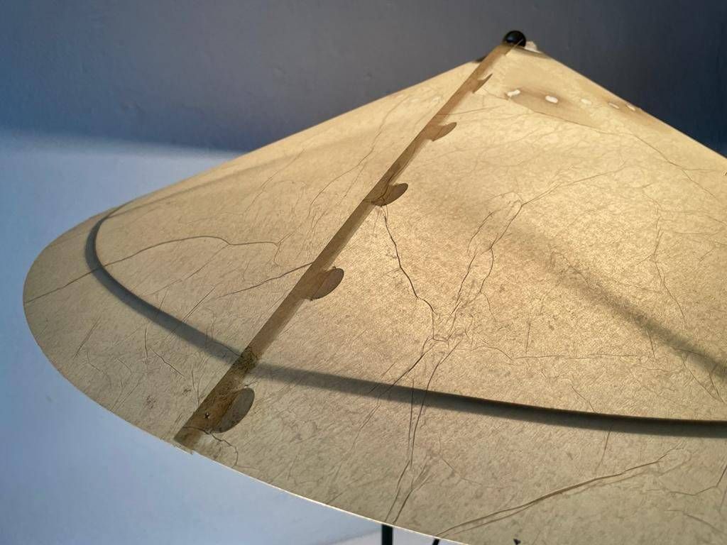 Exclusive Cocoon Plastic Paper And Green Metal Body Industrial Table Lamp, 1950s photo Lighting