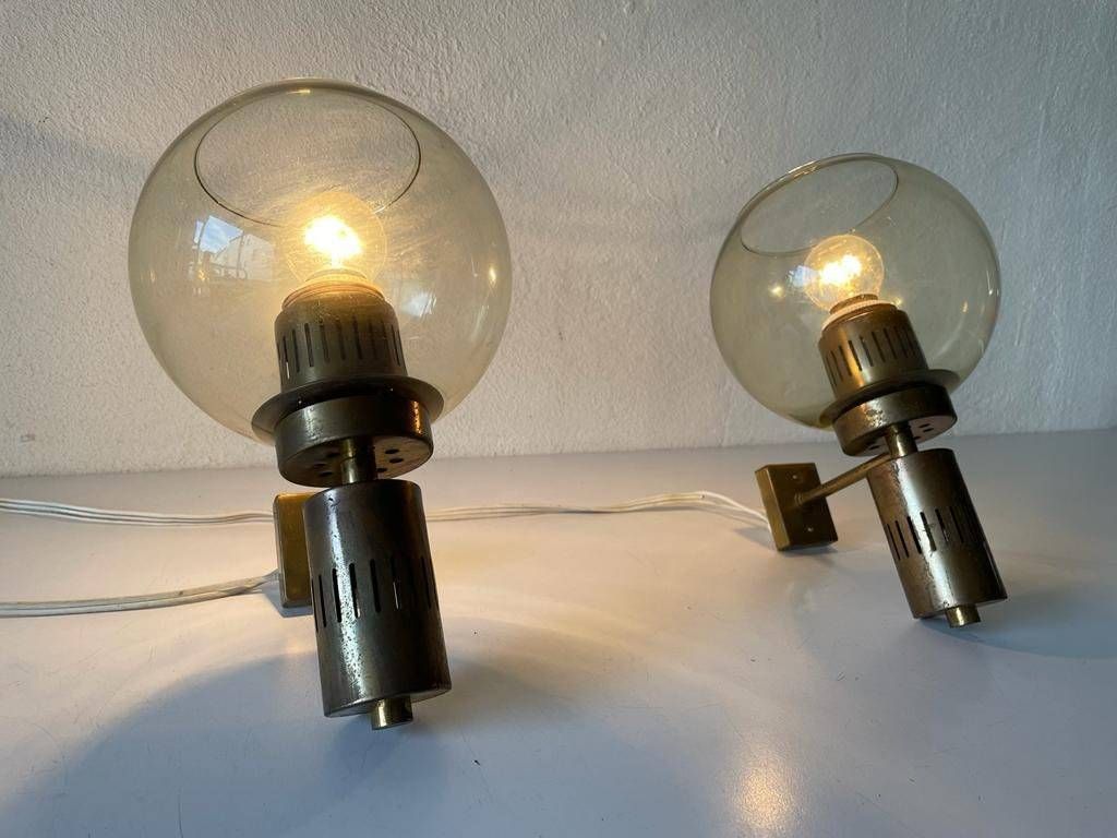 Mid Century Modern Smoke Glass Pair Of Sconces, In Style Of Stilnovo, 1960s, Italy photo 1253.64