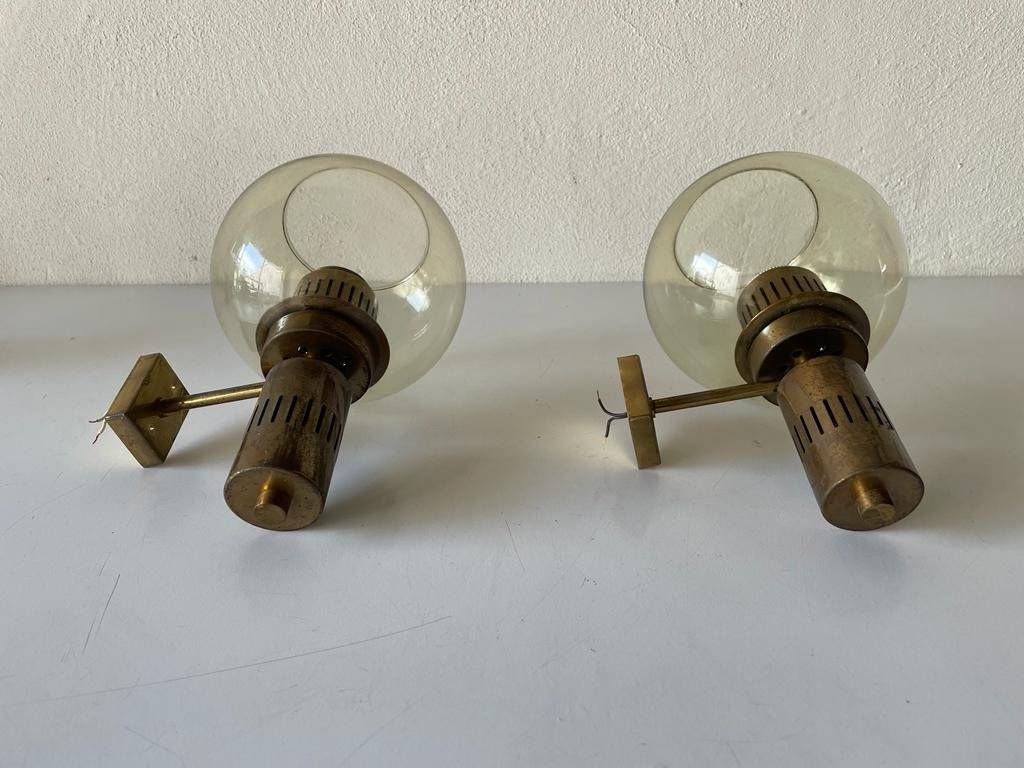 Mid Century Modern Smoke Glass Pair Of Sconces, In Style Of Stilnovo, 1960s, Italy photo buy