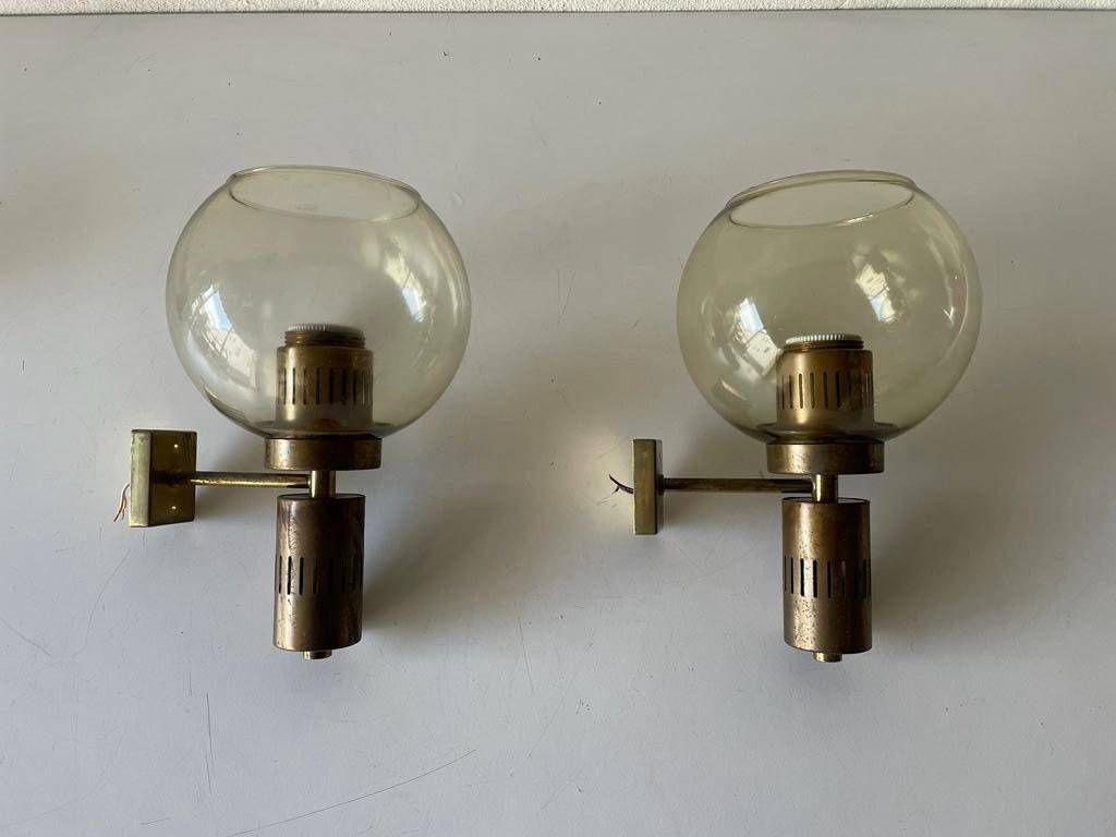 photo for sale Mid Century Modern Smoke Glass Pair Of Sconces, In Style Of Stilnovo, 1960s, Italy