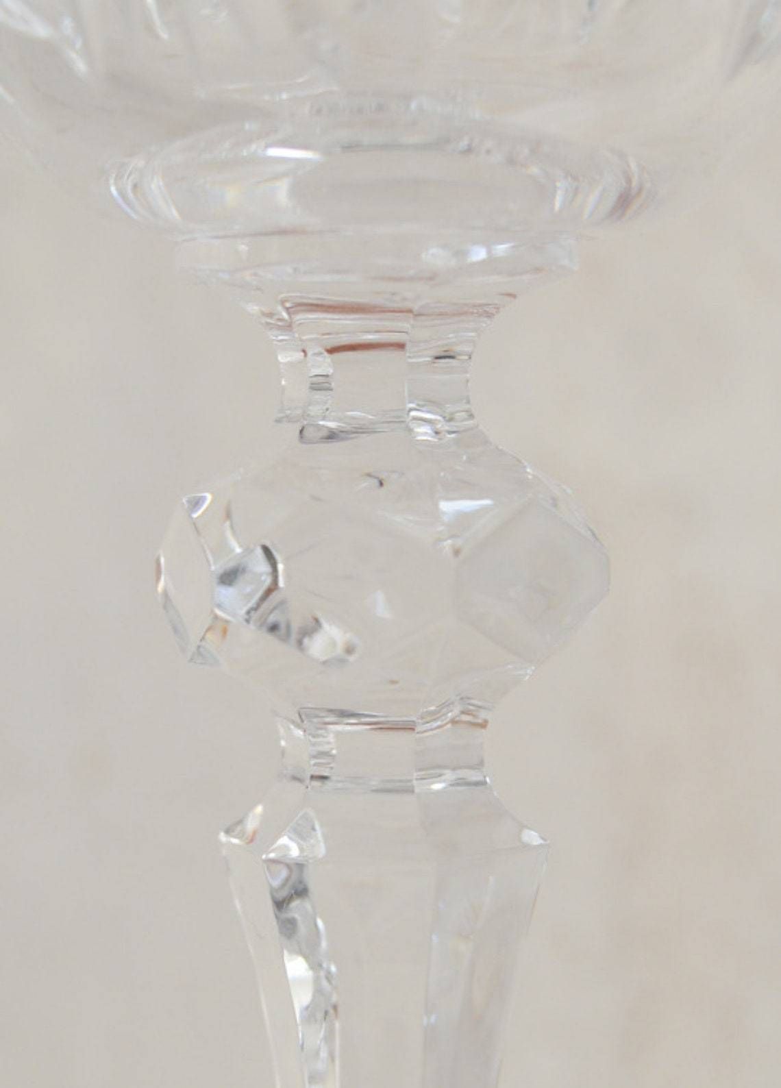 Rare Vintage Set Of 4 Cut Diamond Port Glasses Clear Embossed Crystal Glasses With Diamond Cut On Stem, Four Cut Crystal Sherry Glasses photo 85.0