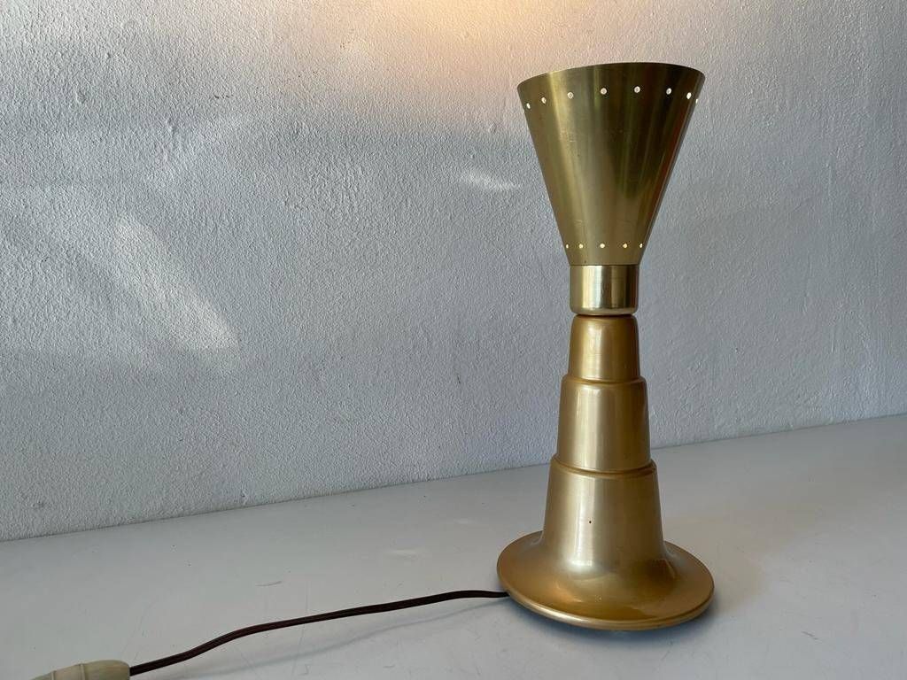 Mid Century Gold Conical Design French Table Lamp, 1950s, France photo 916.36