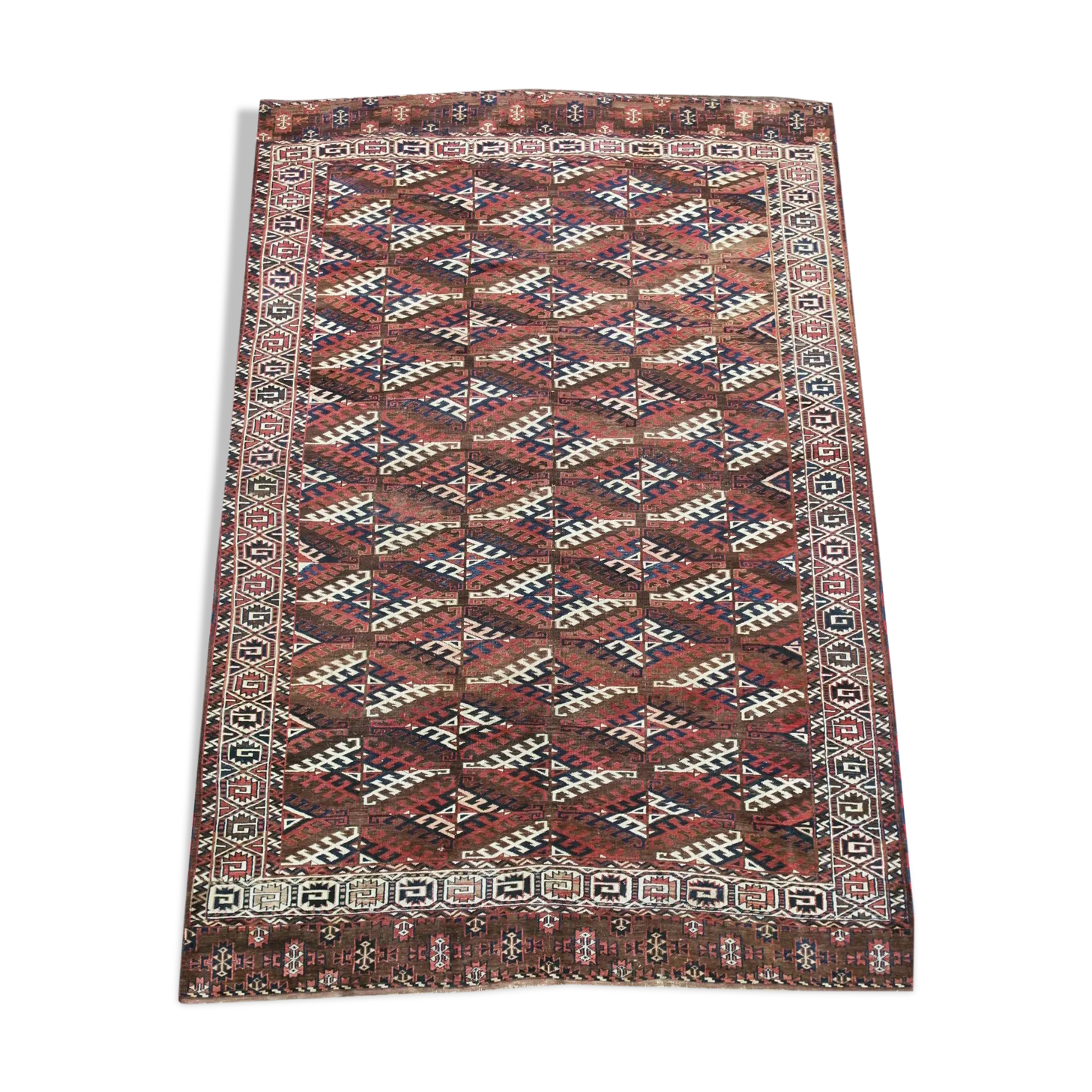 photo vintage Fine Antique Yomud Tribal Main Carpet 1890 294x202cm
