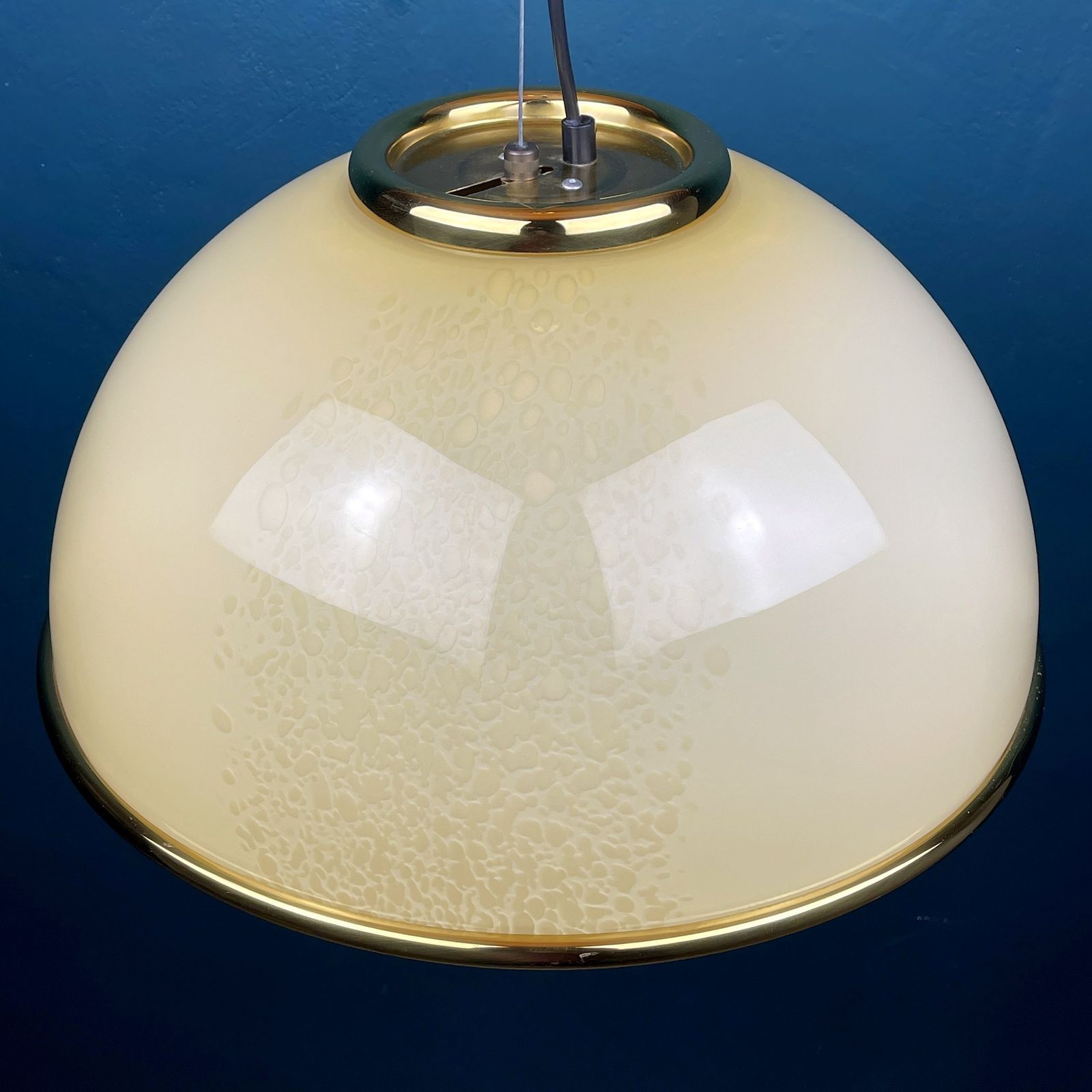 photo for sale Vintage Beige Murano Glass Pendant Lamp By F.Fabbian Italy 70s