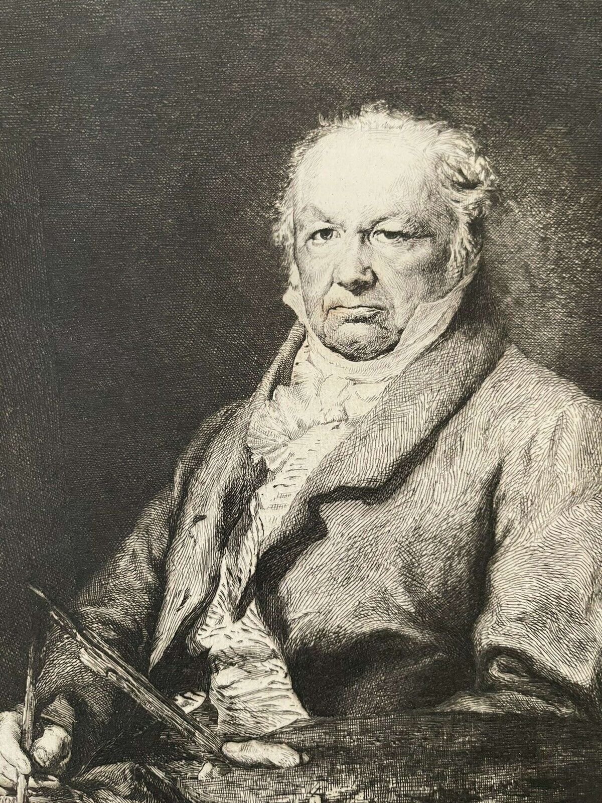 Antique Etching 'Portrait Of Francisco Goya' After Louis Lucas 1879.