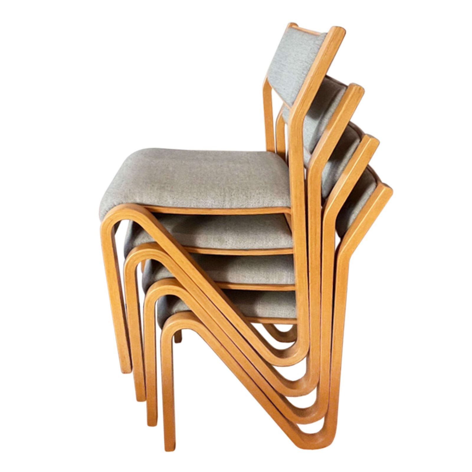 Set Of 4 French 1960s Stacking Chairs In The Manner Of Alvar Alto photo Furniture