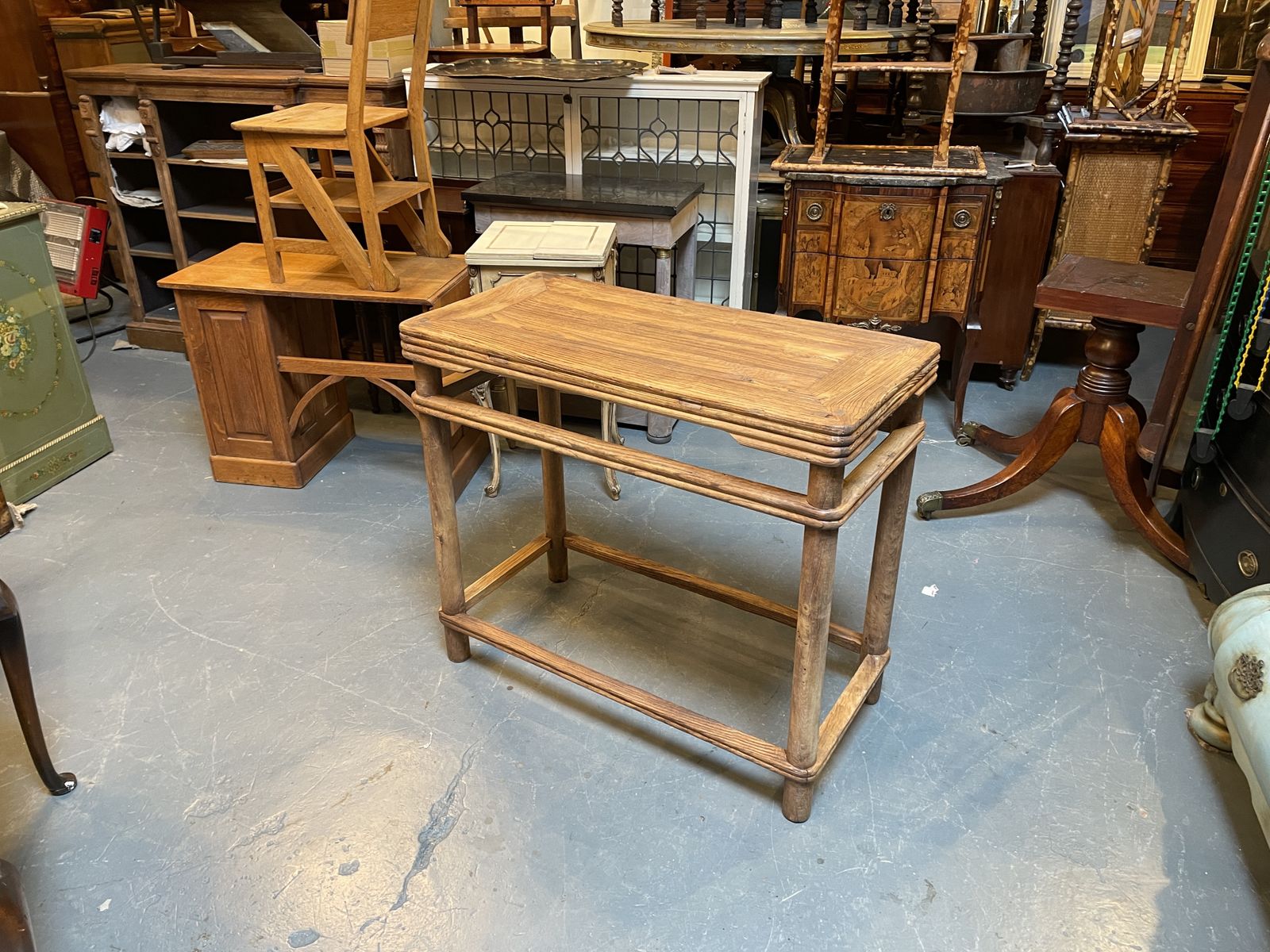 C19th Chinese Elm Side Table photo Furniture
