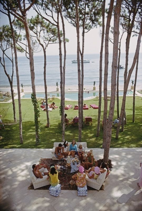 Slim Aarons 'Marbella House Party'c Type Print Framed In White
