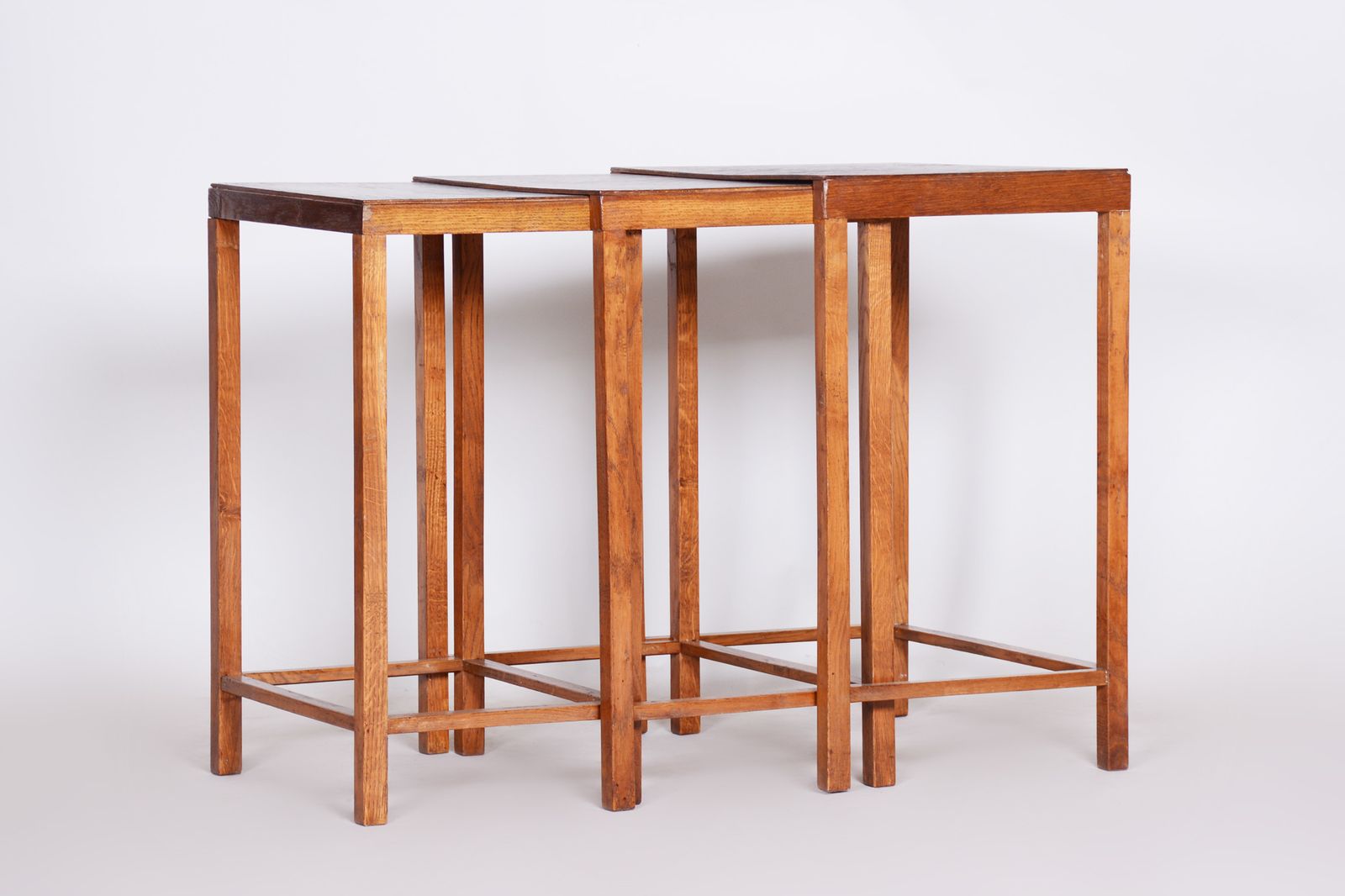 Brown Jan Vanek Nest Tables Made In 1930s Czechia. Art Deco photo vinterior
