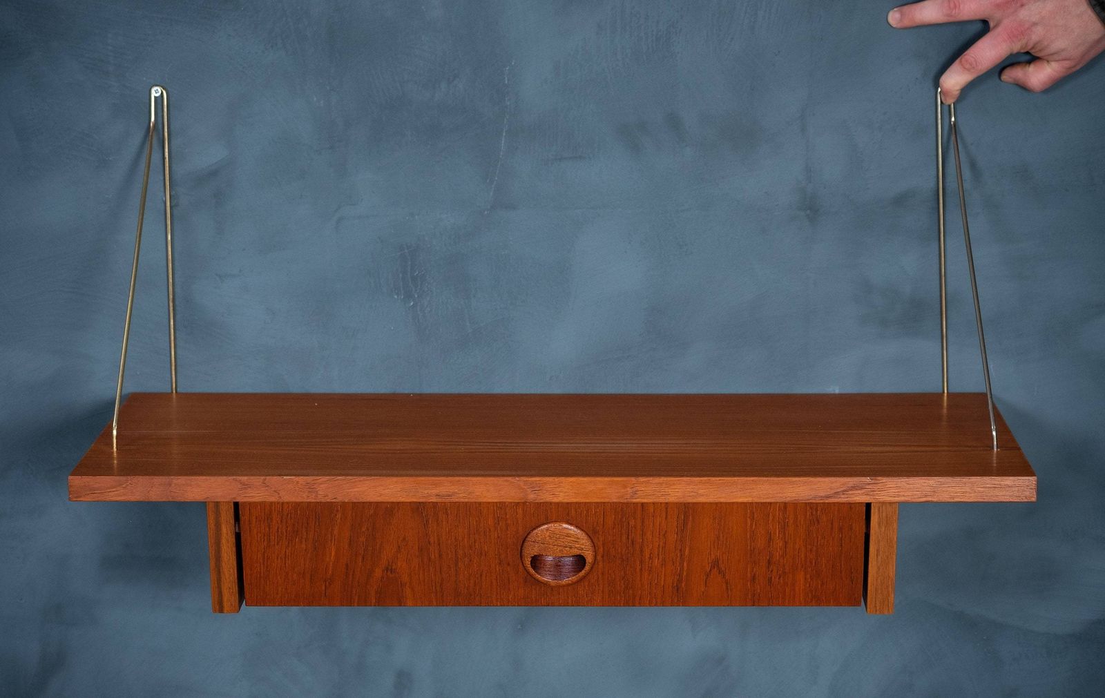 Wall Mounted Shelving In Teak, Danish Design, 1960s photo for sale