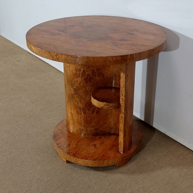 Pedestal Table In Thuya Burl, Art Deco, Early 20th Century photo furniture
