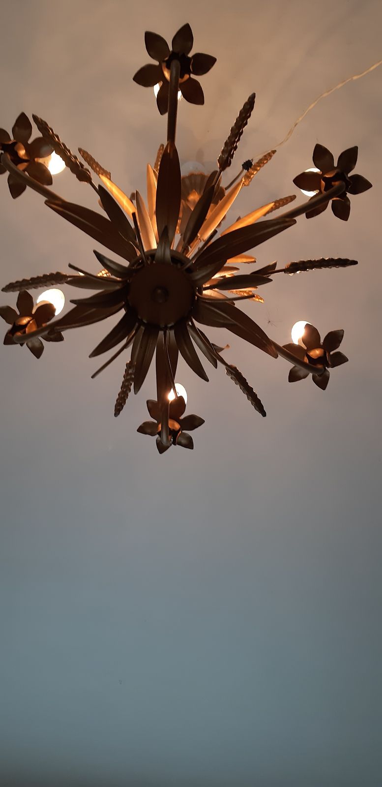 Lighting Vintage Golden Metal Chandelier With Ears Of Wheat photo