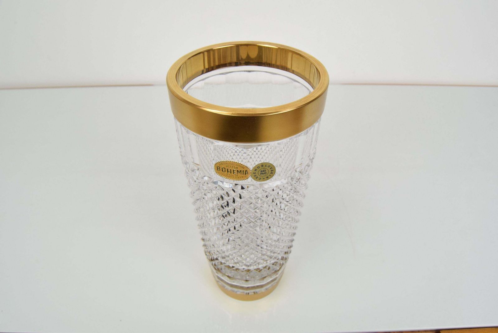Mid Century Glass Vase,Bohemia Crystal,Circa 1960's. photo 433.0