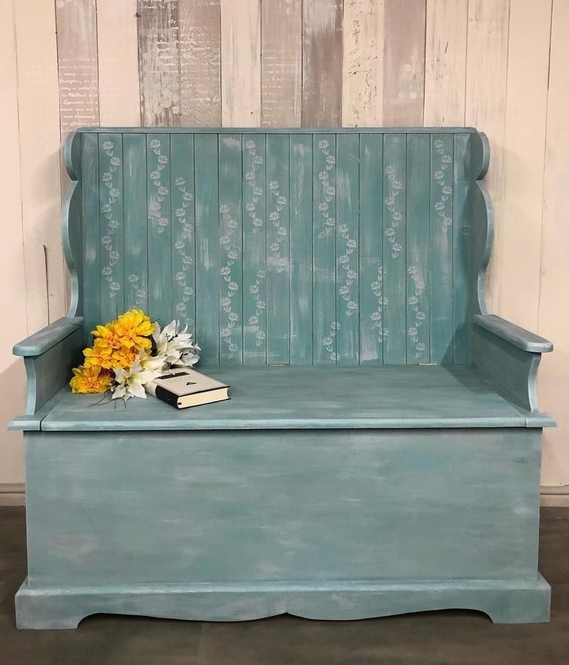 Hand Painted Pine Settle photo furniture