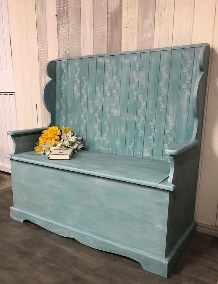Hand Painted Pine Settle photo Furniture
