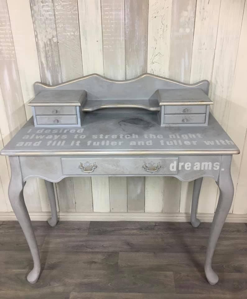 Hand Painted Bonheur Du Jour With Virginia Woolf Theme photo vinterior