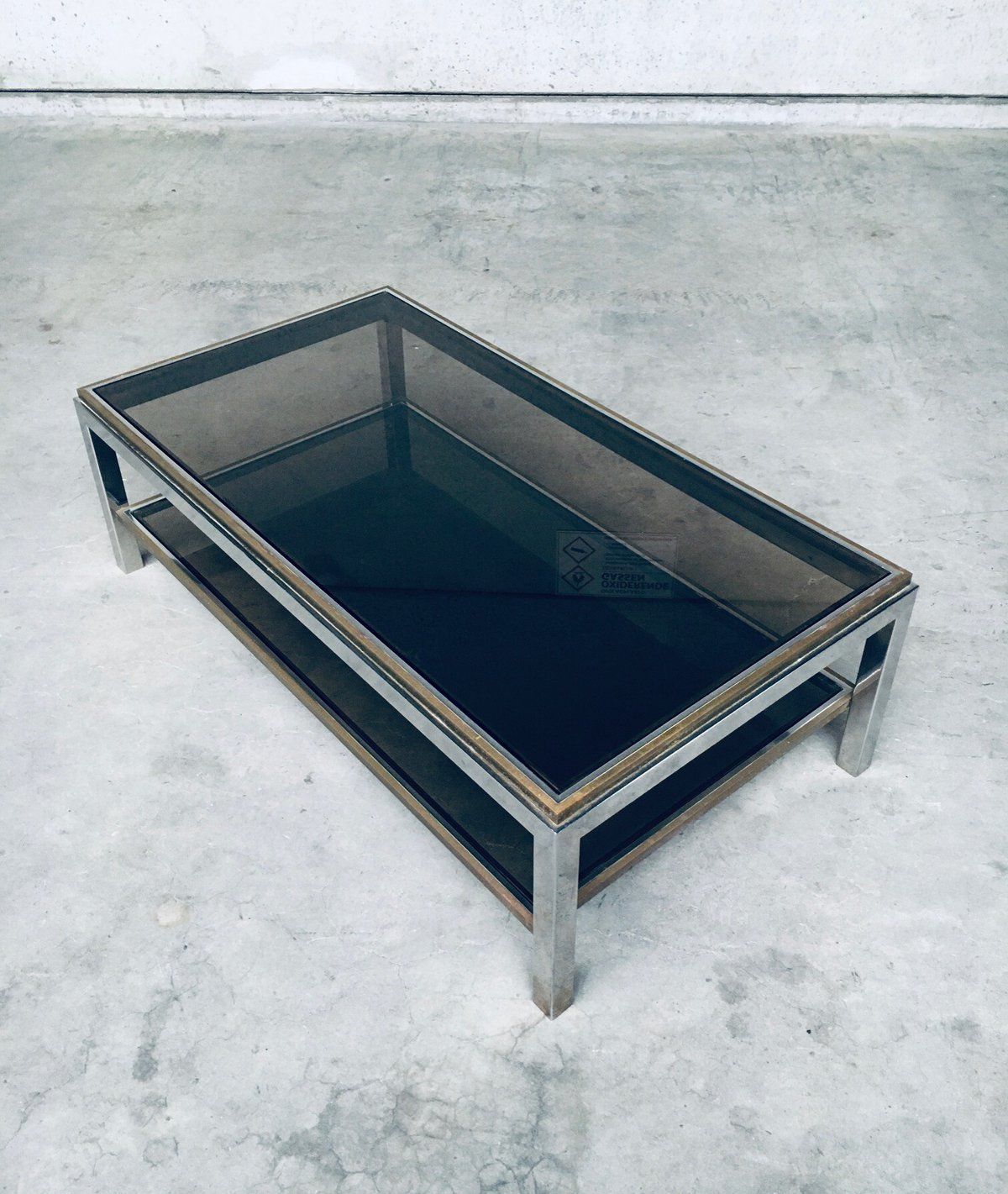 Furniture Hollywood Regency Design Flaminia Two Tier Coffee Table In The Style Of Willy Rizzo, France 1970's photo