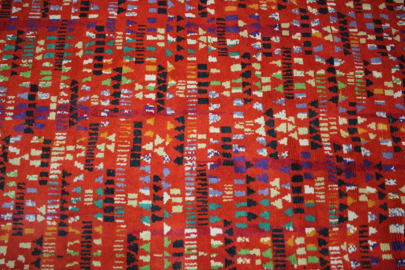 Rare Big Beautiful Abstract Design Wool Hand Made Carpet / Rug, 1950s photo vinterior