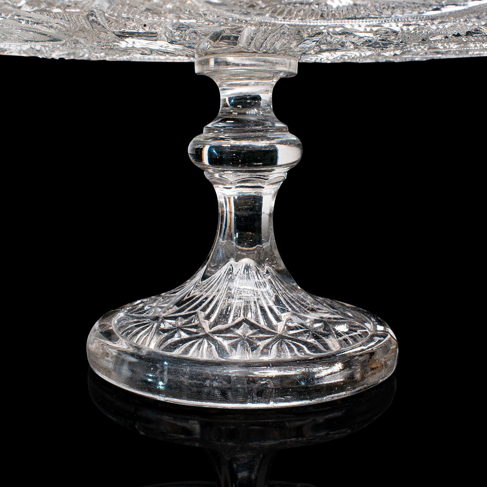 Vintage, Cake Stand, French, Cut Glass, Afternoon Tea Serving Platter, Circa 1950 photo Home Decor