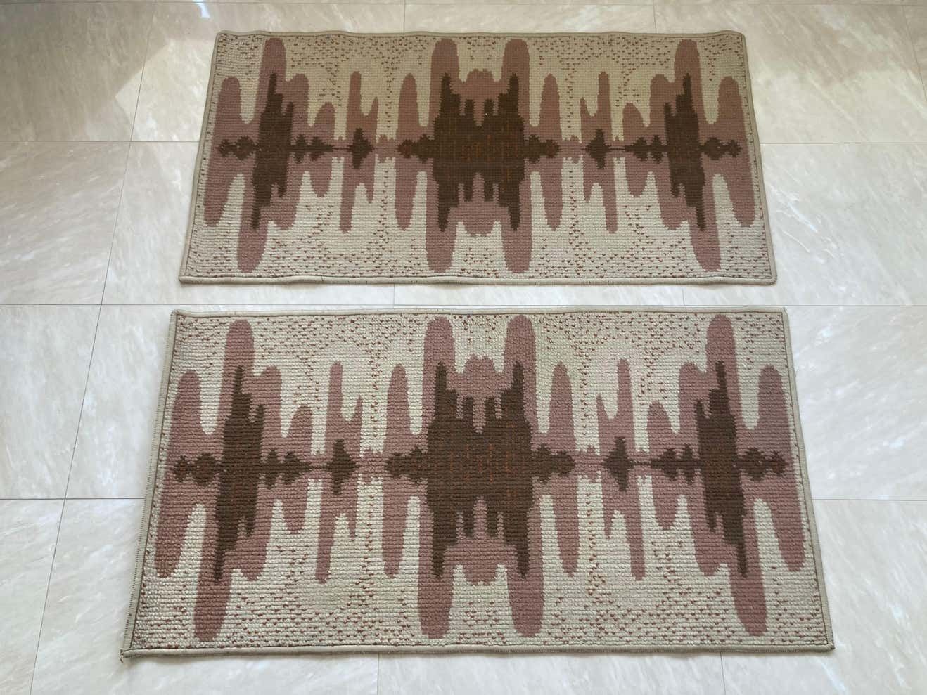 Pair Of Two Design Organic Scandinavian Style Carpets   1970s / Czechoslovakia photo Textiles
