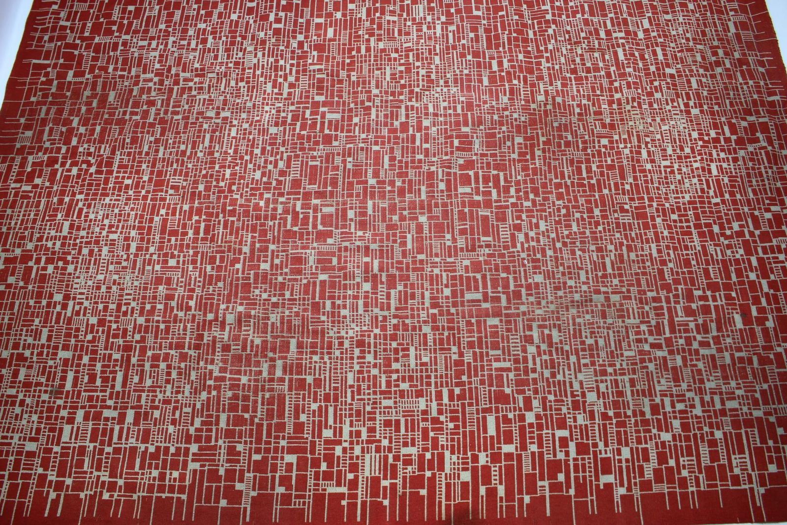 Interesting Big Abstract Geometric Modernist Bouclé Carpet / Rug   Around 1950s photo for sale