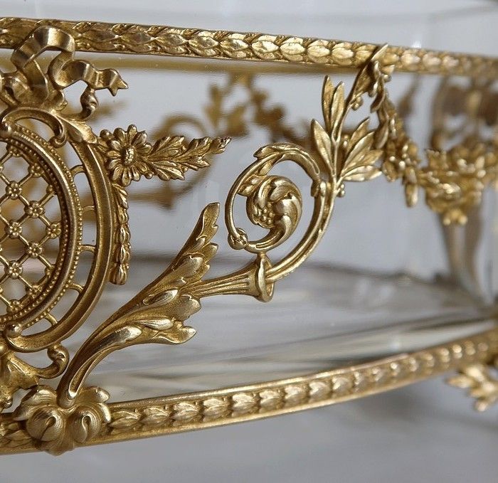 Small Glass And Brass Planter Louis XVI Style 1900 photo buy