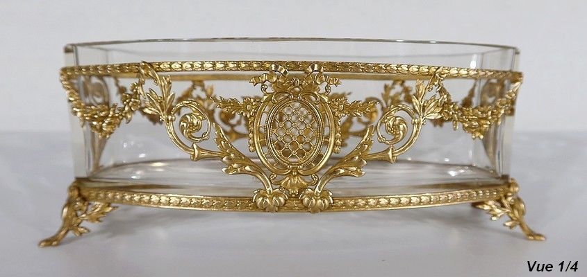 Home Decor Small Glass And Brass Planter Louis XVI Style 1900 photo