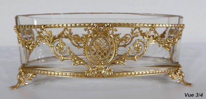 photo vinterior Small Glass And Brass Planter Louis XVI Style 1900