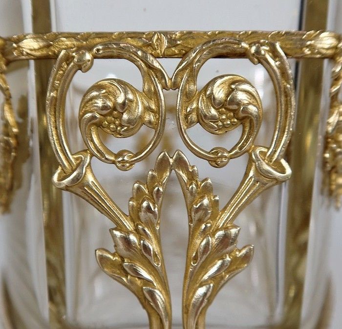photo vintage Small Glass And Brass Planter Louis XVI Style 1900