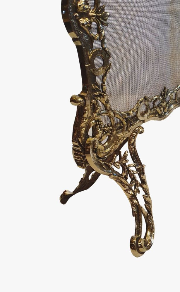 A Gorgeous 19th Century Fully Restored Polished Brass Fire Screen photo Home Fixtures
