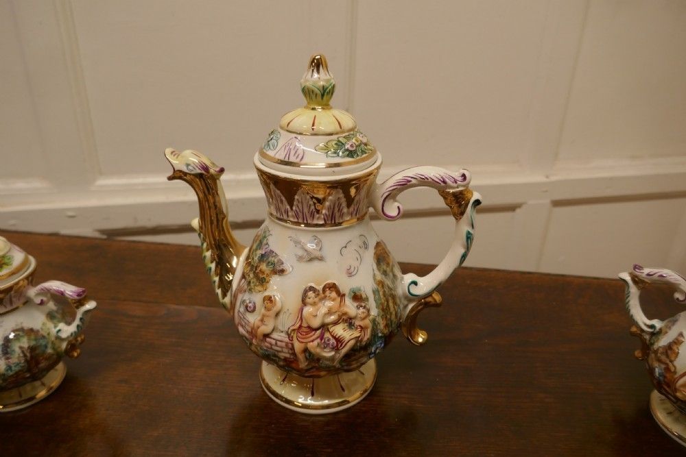 Charming 20th Century Capodimonte Coffee Set photo buy