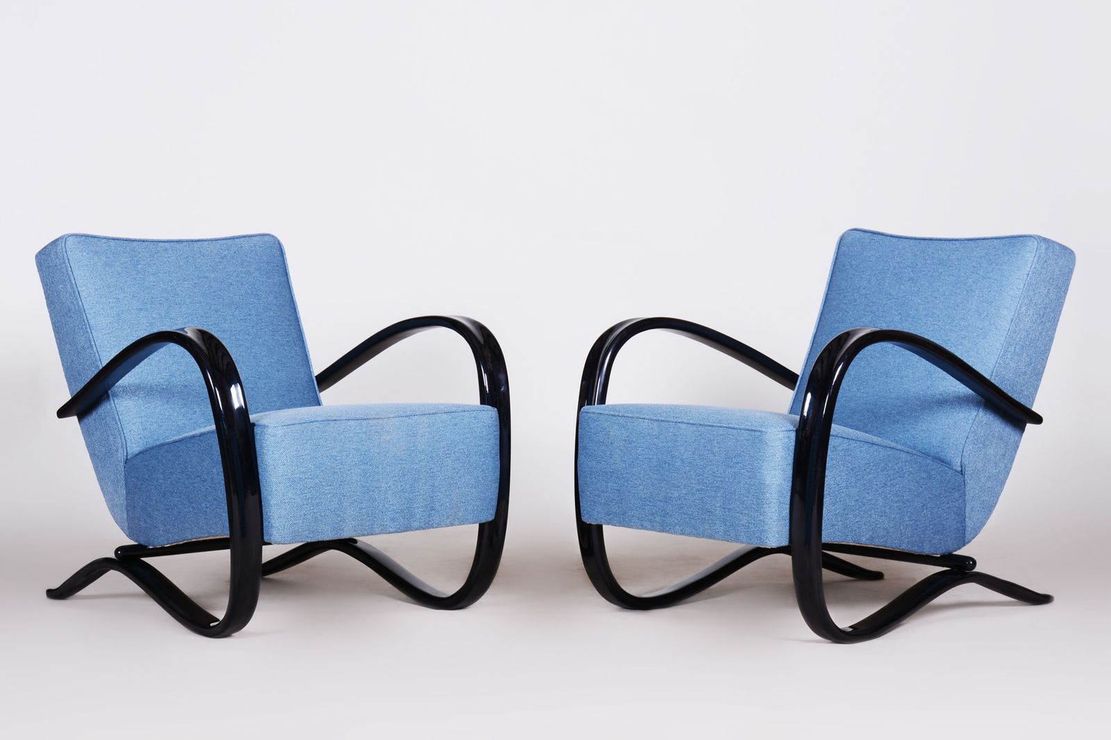 Pair Of Blue Halabala Armchairs Made In 1930s Czechia By Up Zavody photo buy