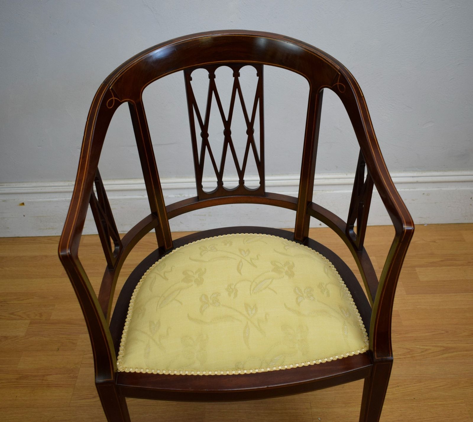 photo vintage Edwardian Inlaid Tub Chair, 1900s