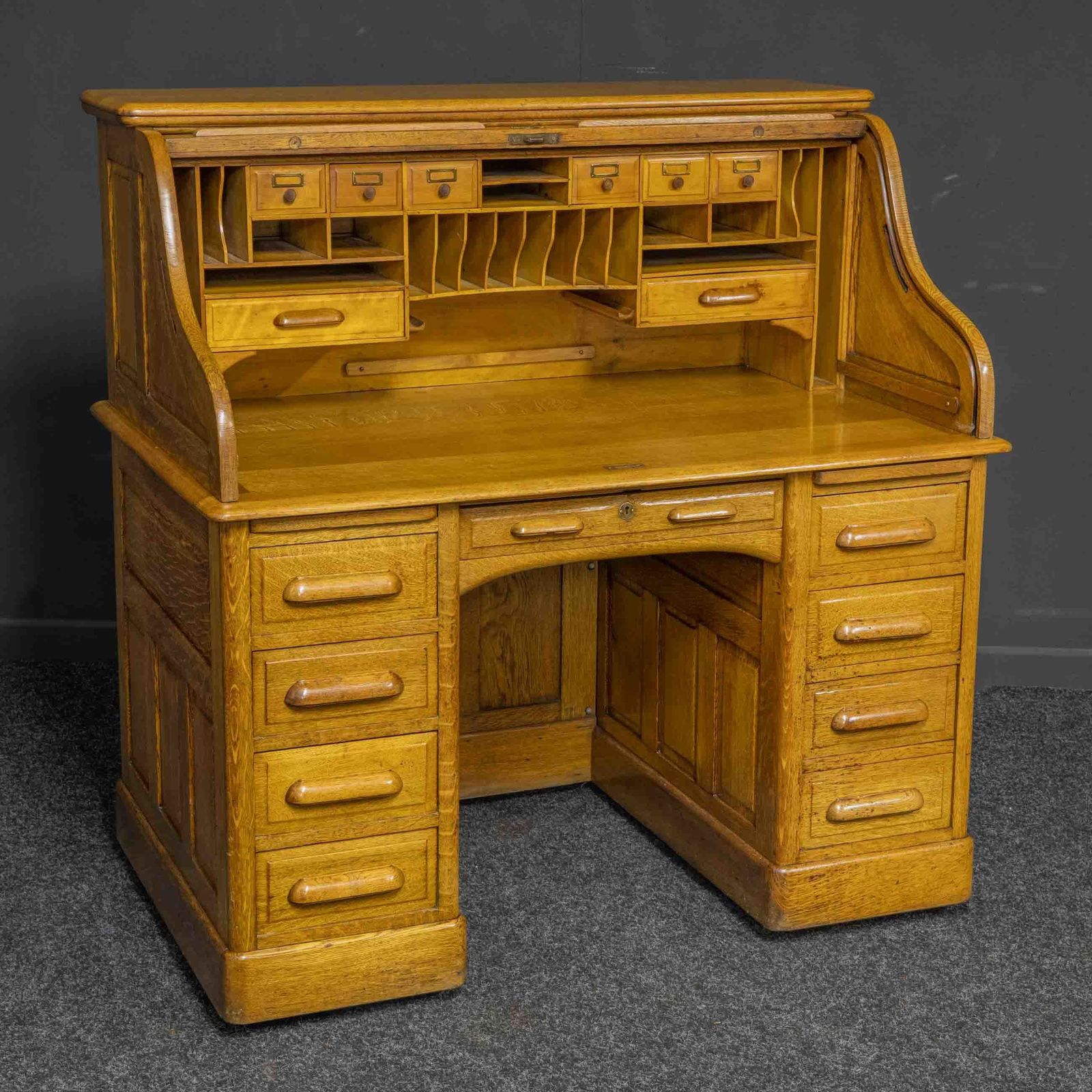 Edwardian Oak Roll Top Desk