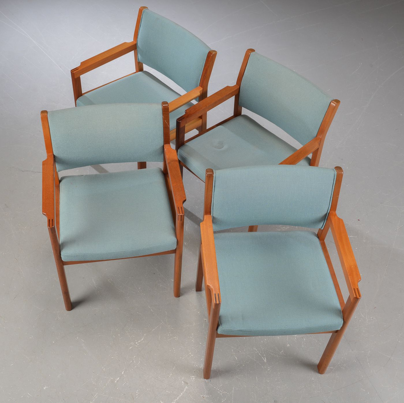 1970´S Christian Hvidt Set Of Four Armchairs In Mahogany By Soborg Mobelfabrik photo for sale