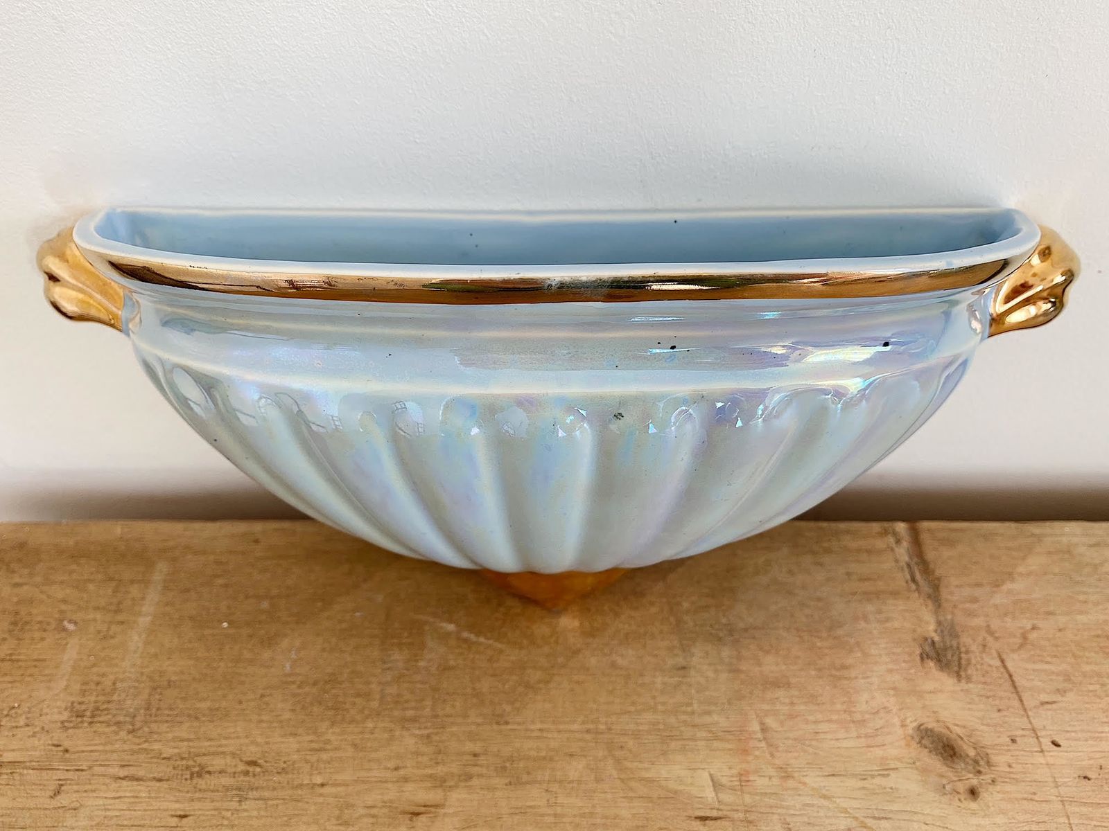 Art Deco, Blue Lustre, Wall Pocket Made By Sadler photo furniture