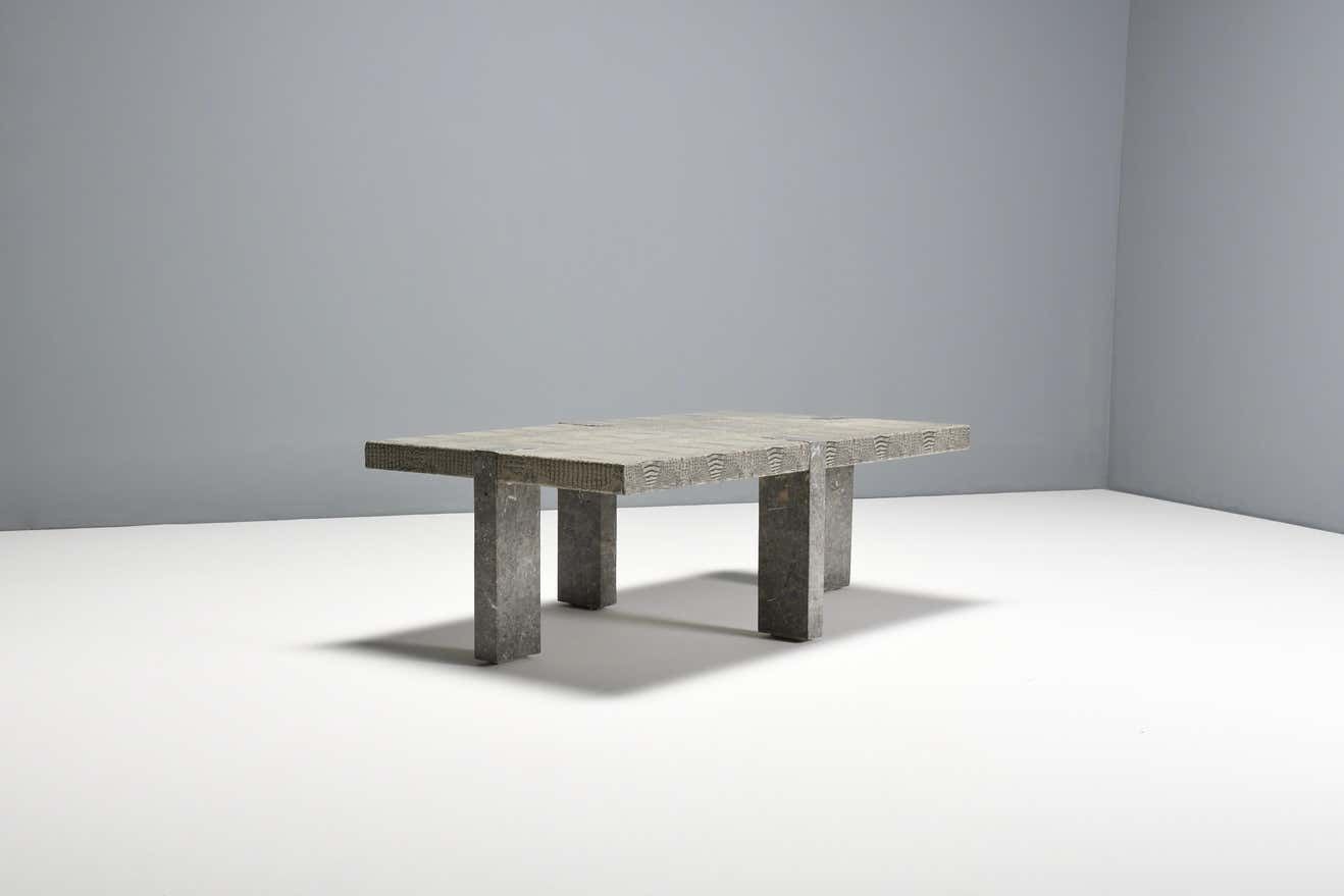 1970s Faux Crocodile Skin And Marble Coffee Table photo for sale