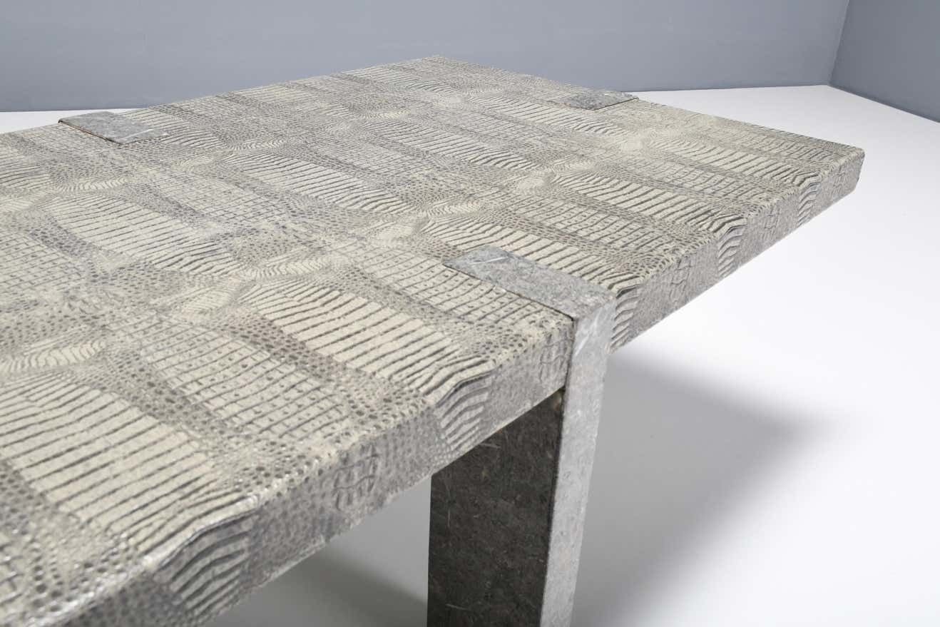 1970s Faux Crocodile Skin And Marble Coffee Table photo buy